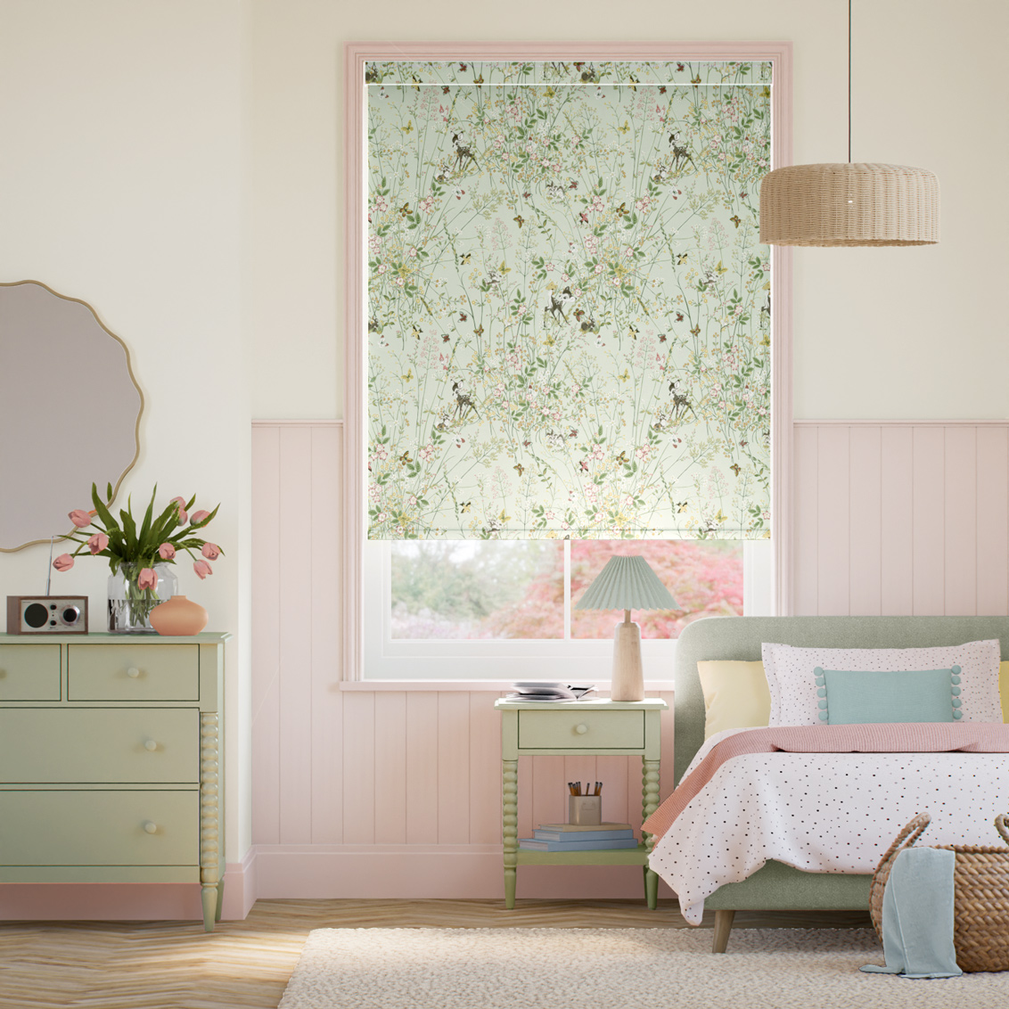 Rullgardin Bambi Blackout Tea Green