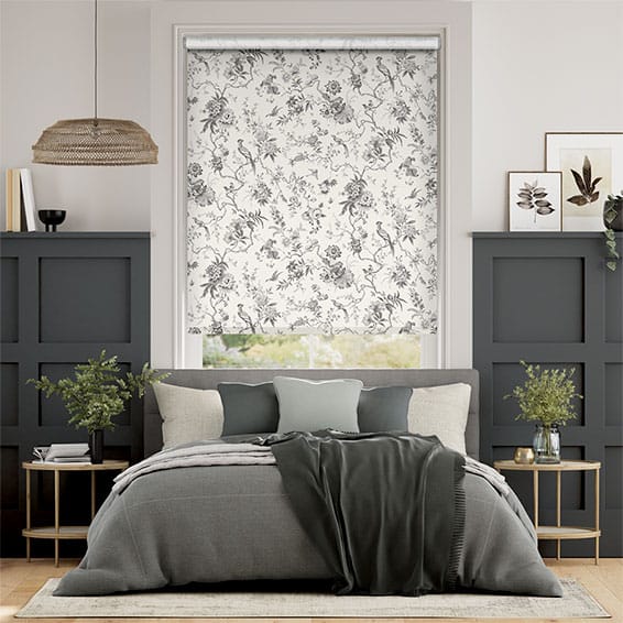 Rullgardin Bird Toile Charcoal