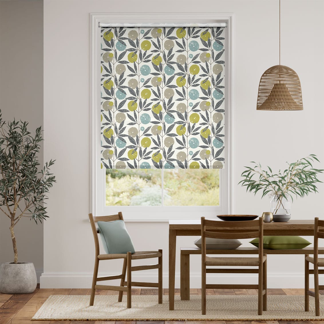 Rullgardin Twist2Fit Blomma Trail Kiwi