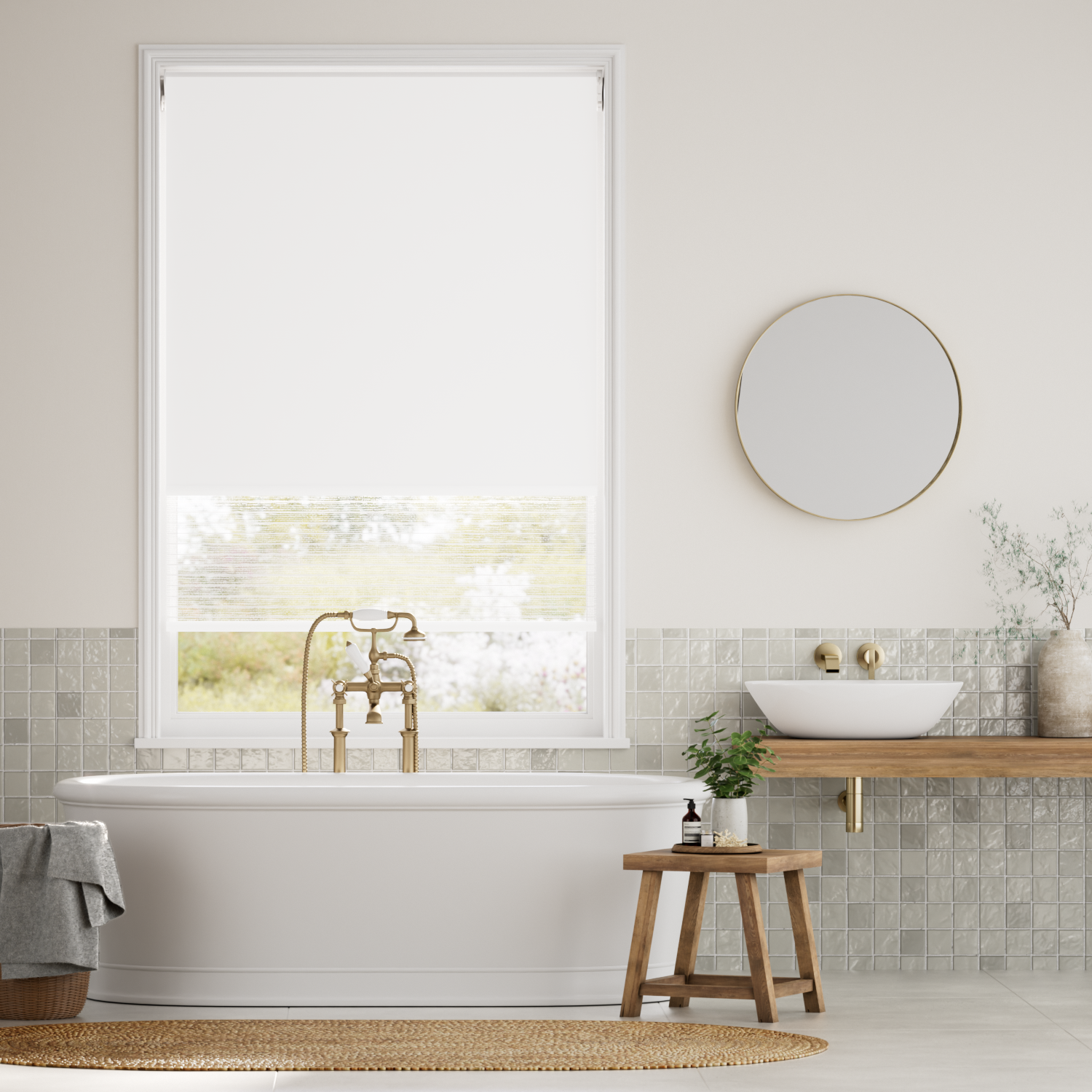 Double-rullgardin Alia Chalk