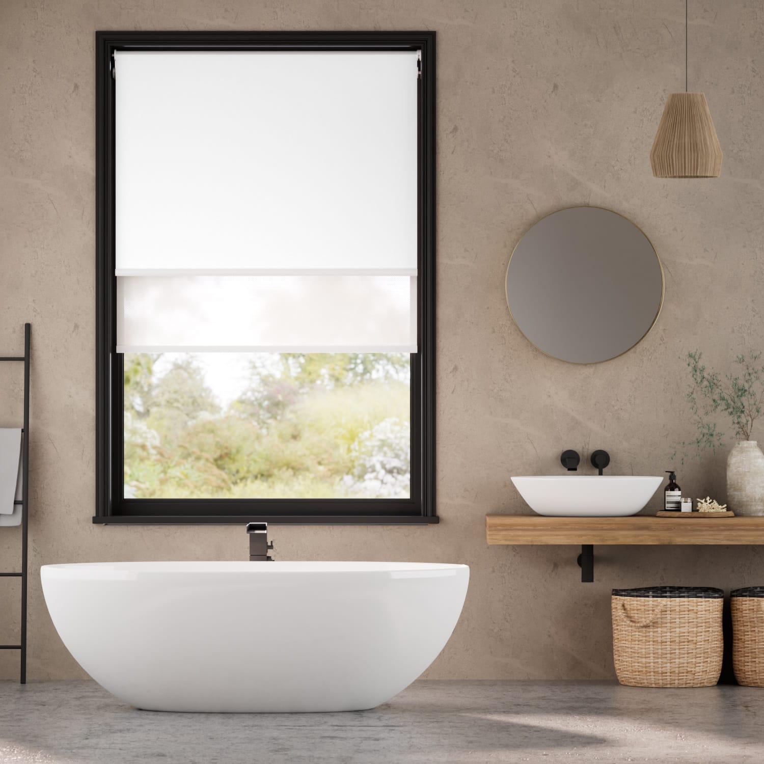 Rullgardin Double Voile Brilliant White