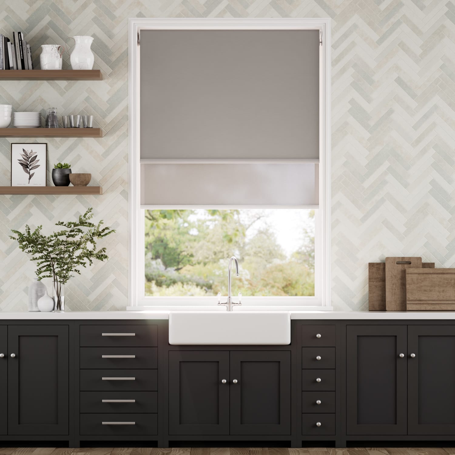 Double-rullgardin Eclipse Dove Grey & City Grey