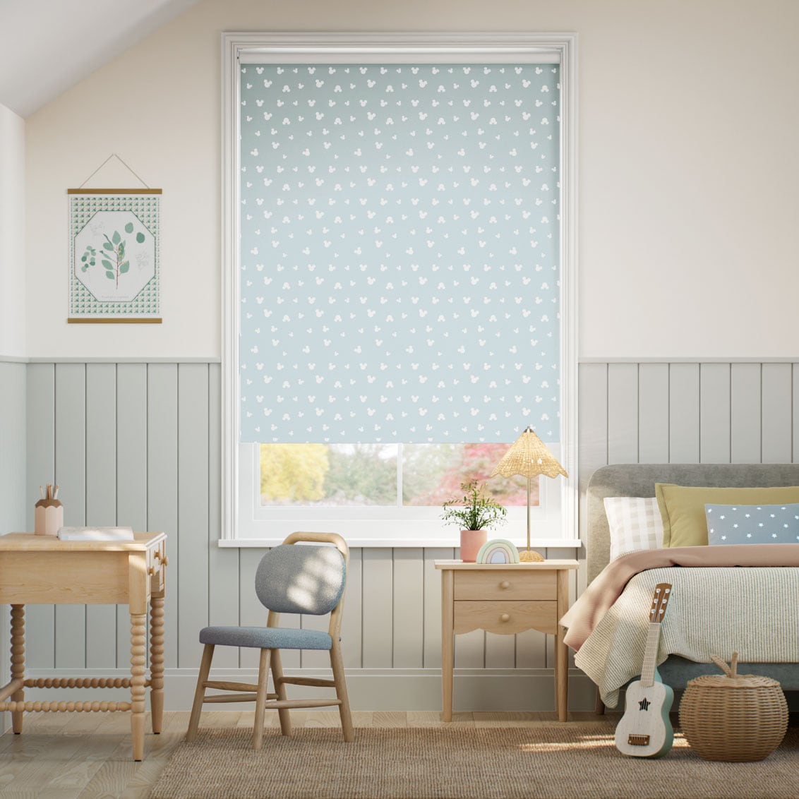 Rullgardin Musse Pigg Spots Blackout Sky Blue