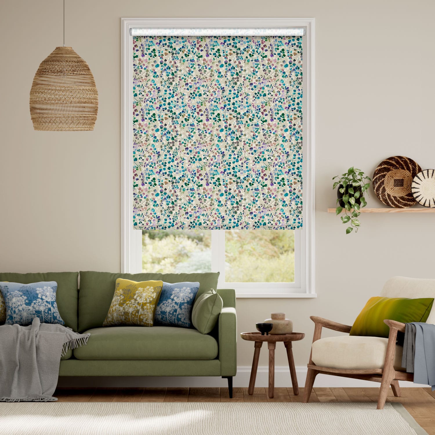 Rullgardin Twist2Fit Rue Watercolour Opal