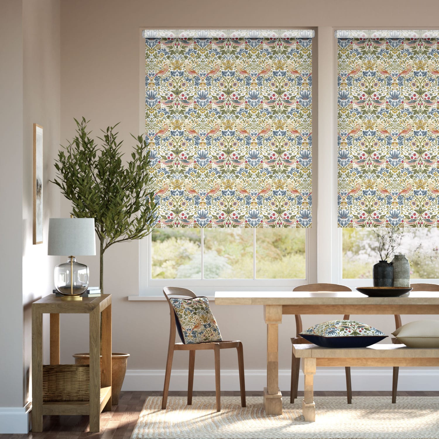 Rullgardin William Morris Strawberry Thief Natural