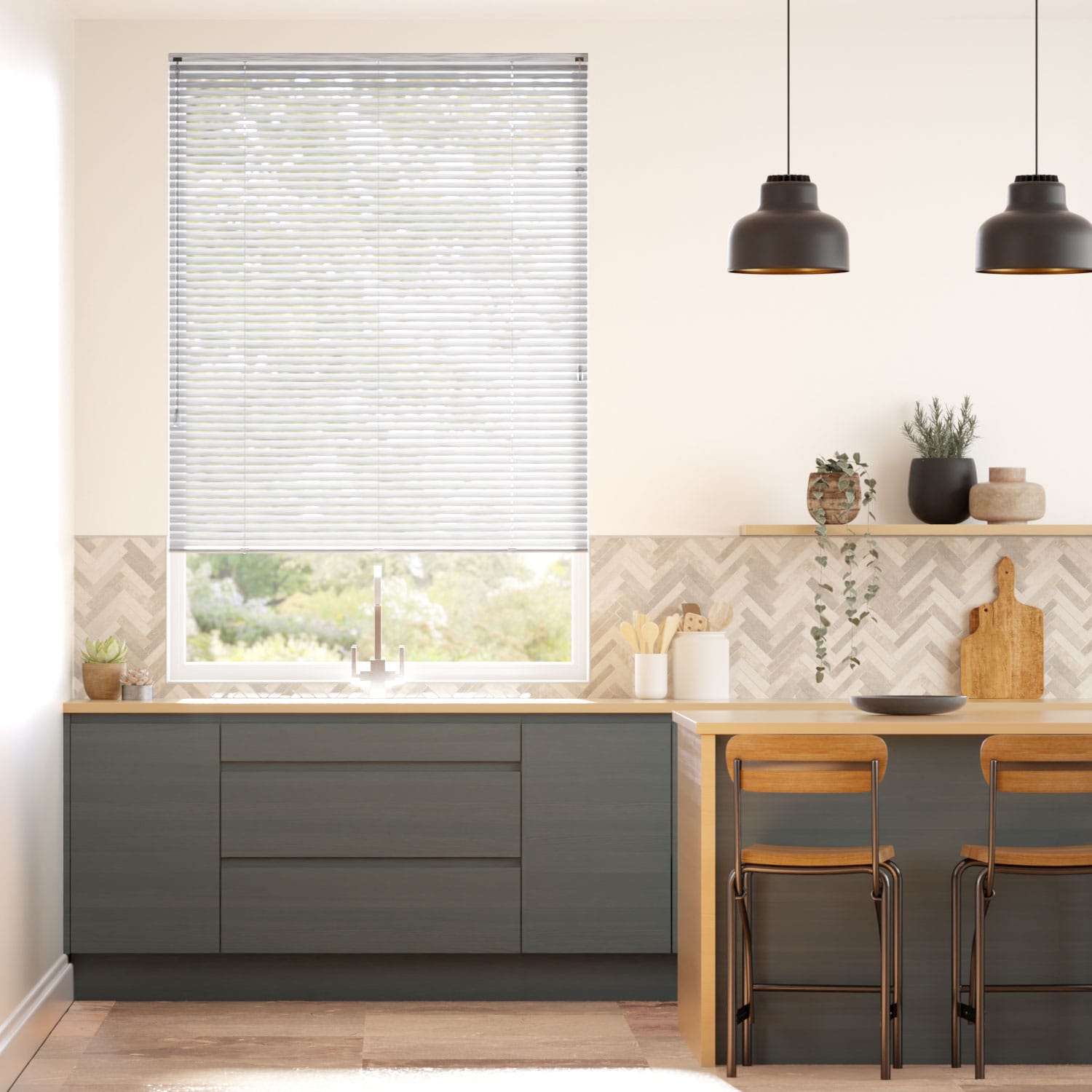 Persienner Studio Brushed Silver - 25mm Slat