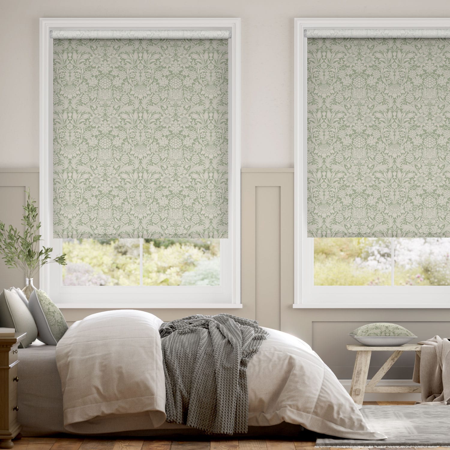 Rullgardin William Morris Sunflower Soft Green