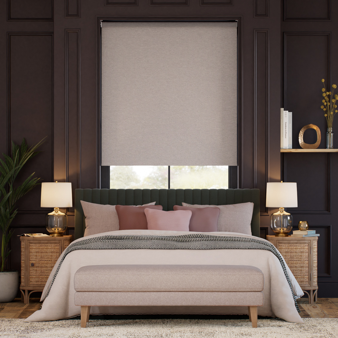Rullgardin Tamlin Blackout Faux Suede Pebble