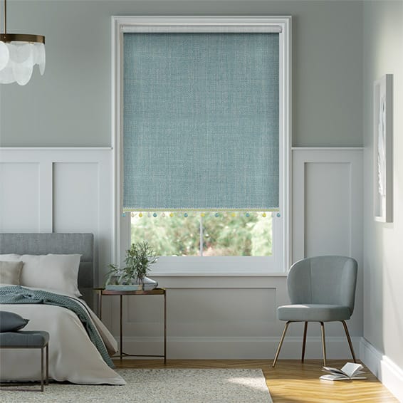 Dekorativ rullgardin Thermal Luxe Dimout Teal & Spring