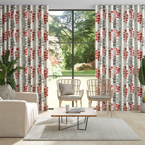 Curtains Wave Blooming Meadow Linen Ruby