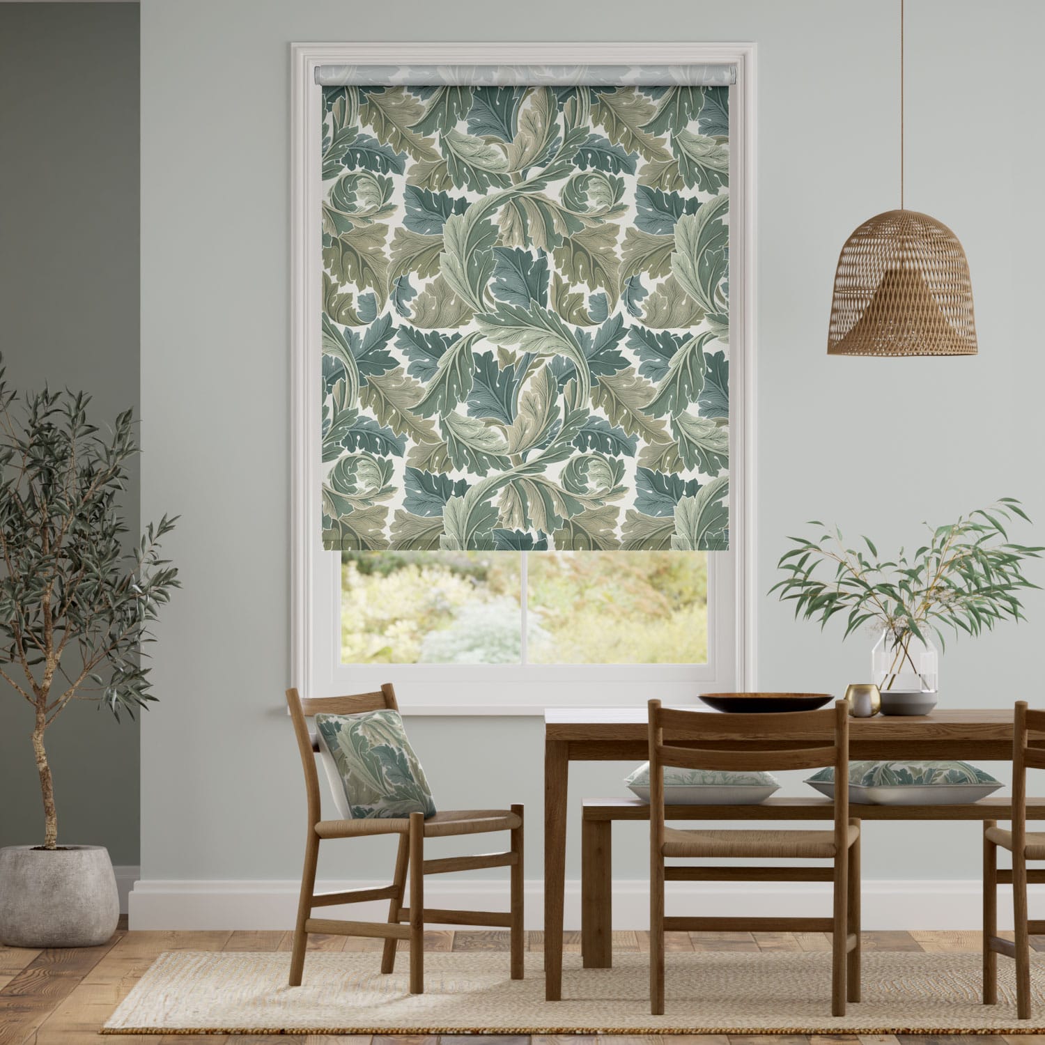 Rullgardin William Morris Acanthus Celadon