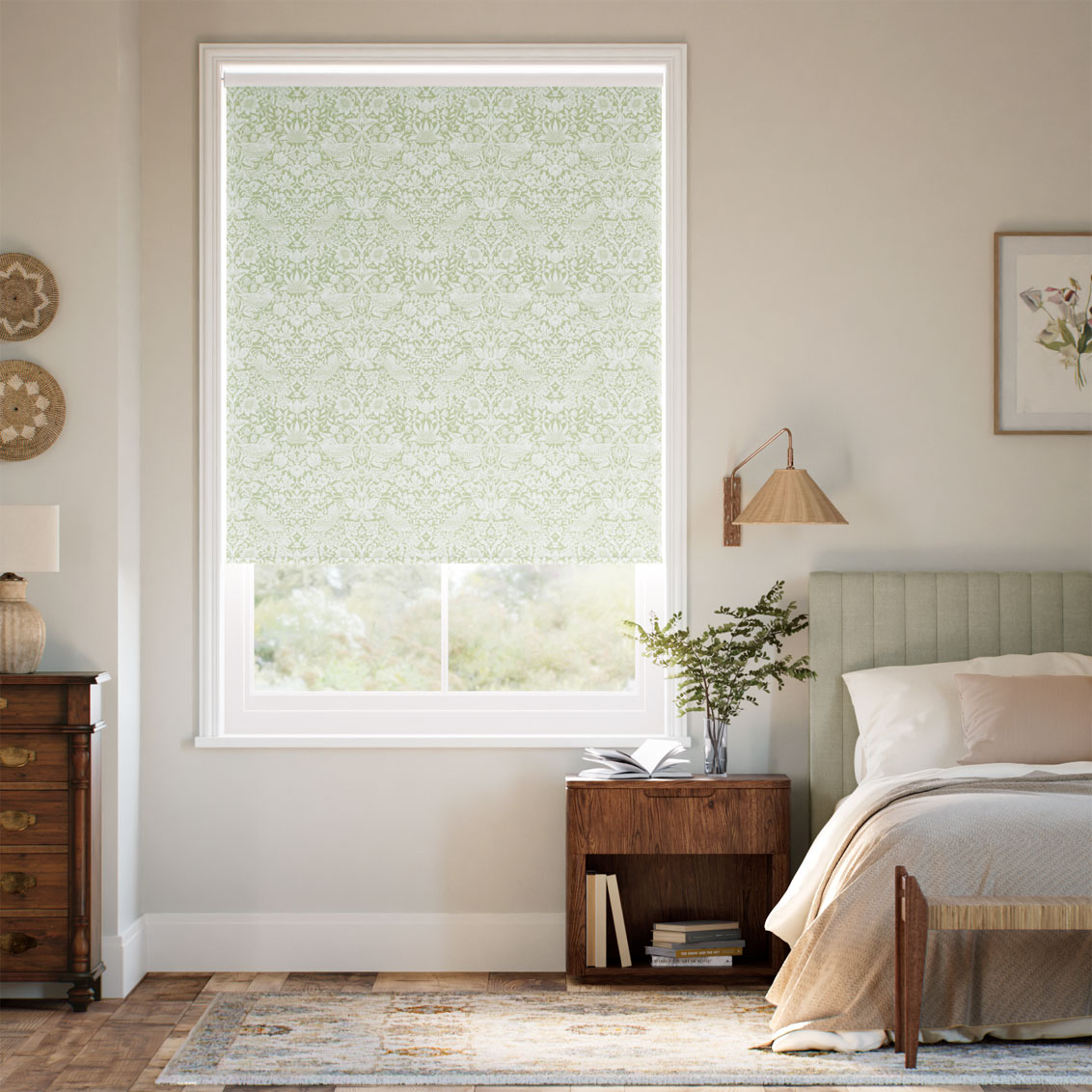 Rullgardin William Morris Strawberry Thief Celadon 