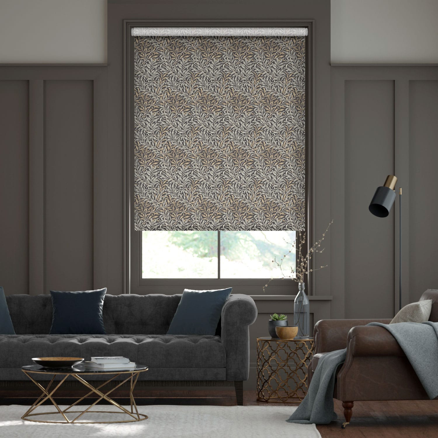 Rullgardin William Morris Willow Bough Mocha